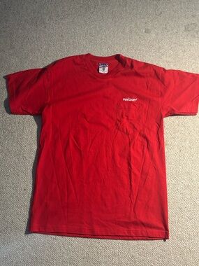 Red Verizon Employee Pocket Short-Sleeve T-Shirt - Men UNION MADE   LARGE